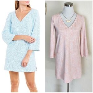•PERSIFOR•Pink White Print Brie A-Line Tunic Dress Cover-Up Size XS Beach Resort